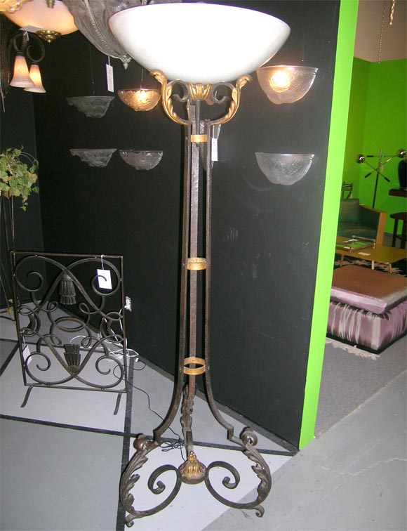 French Art Deco Wrought Iron Floor Lamp