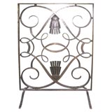 French Art Deco Wrought Iron Fire Screen by Raymond Subes