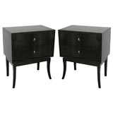 A Pair of French Saber Legged Night Stands.