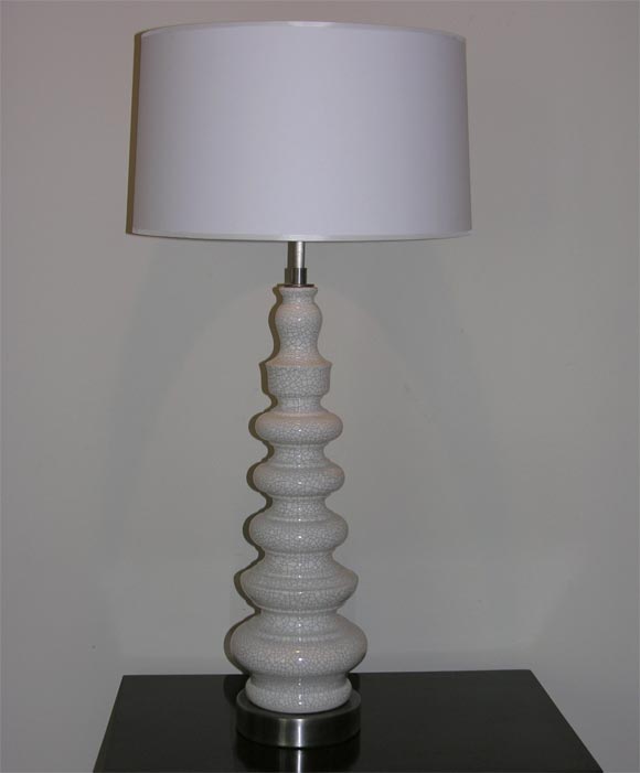A Pair of Crackle Glazed Ceramic Table Lamps.
