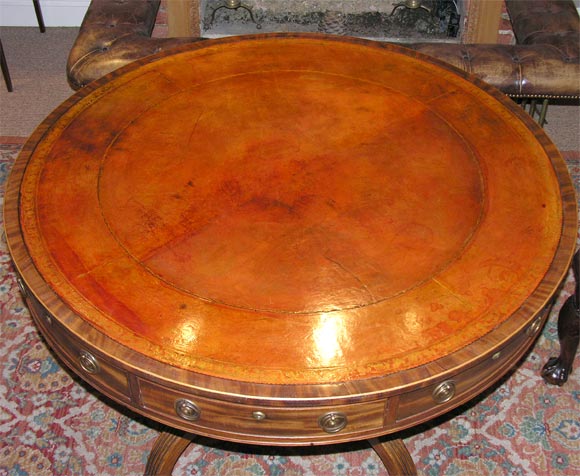 English Mahogany Drum Table For Sale