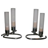 Pair of Frosted Glass Chrome Dresser Lamps