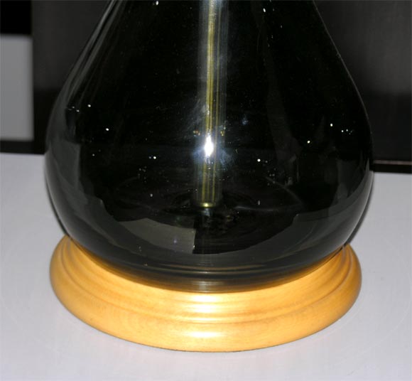 American Blenko Charcoal Hourglass Lamp