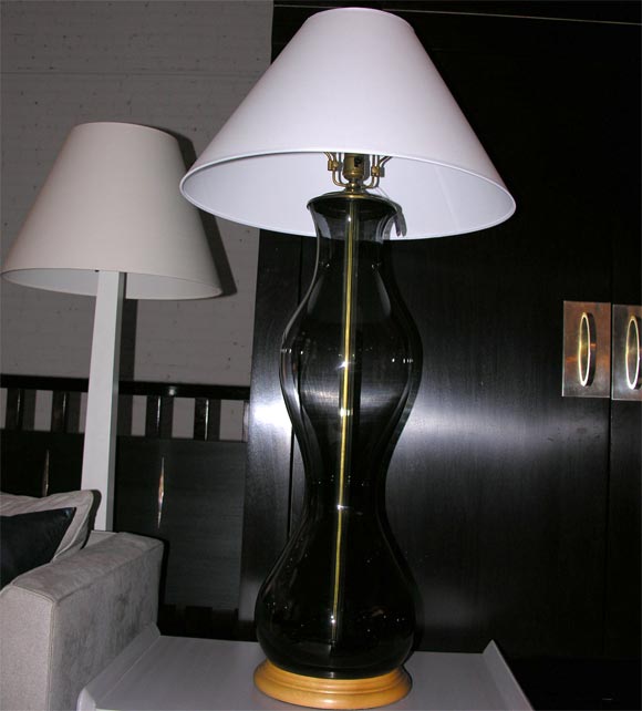 Mid-20th Century Blenko Charcoal Hourglass Lamp