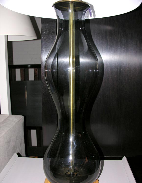 Glass Blenko Charcoal Hourglass Lamp