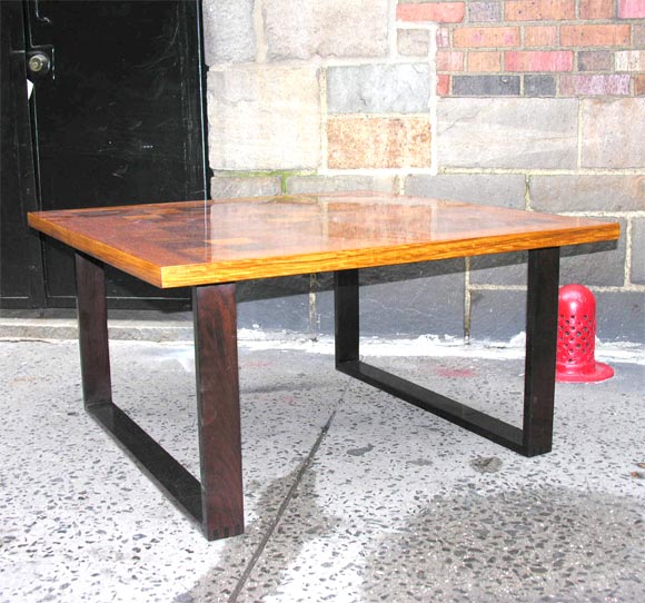 A rosewood parquetry table by Arne Vodder for France & Son.
