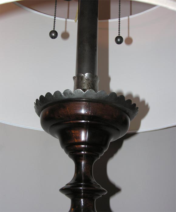 Spanish  Table Lamps Pair Art Moderne wood and wrought iron For Sale
