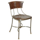 Italian Steel Chair with Leather Seat