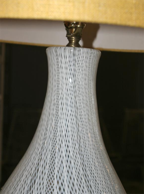 Mid-20th Century Salviati Venetian Glass Latticino Lamp