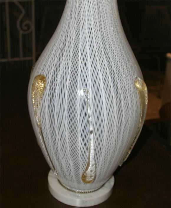 Salviati Venetian Glass Latticino Lamp 1