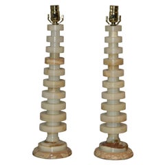 Pair Moderne Onyx Table Lamps