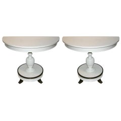 Pair White lacquered demi-lunes - French 1940's