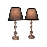 Pair of 1940's Crystal Lamps