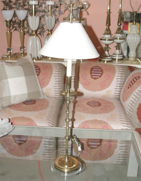 Pair of Brass and Lucite Lamps
