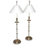 Pair of Brass and Lucite Lamps