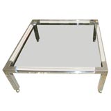 Lucite, Brass & Glass Table