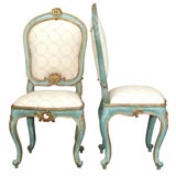 Antique Pair of Venetian blue-painted side chairs