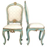 Pair of Venetian blue-painted side chairs