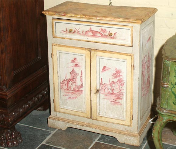 Italian neoclassical chinoiserie-decorated faux marble cabinet