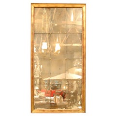 Multi-panel, Hand-rolled Mirror with Gold Metal Leaf Rosettes
