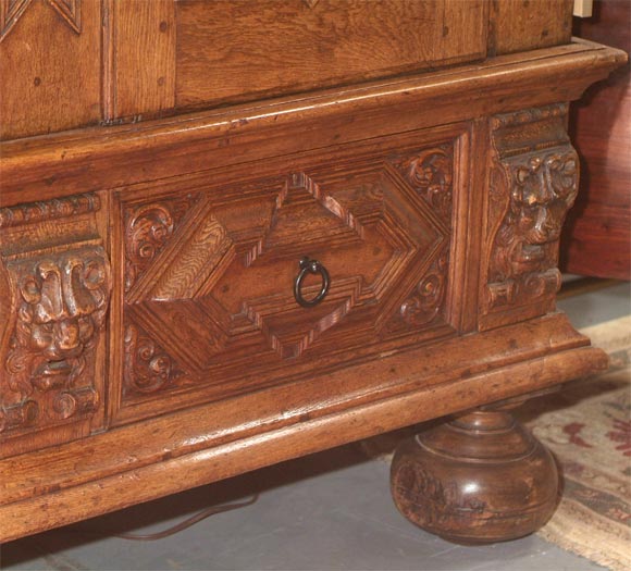 A 17th Century Dutch Baroque Oak Linen Press 1