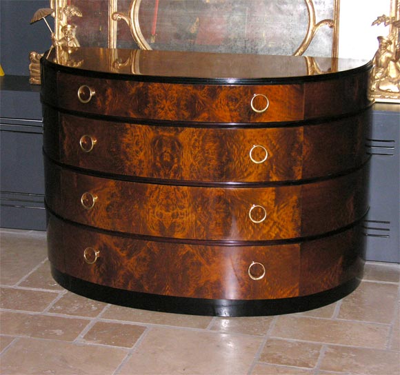 Art Deco Burl Demi-Lune Commode