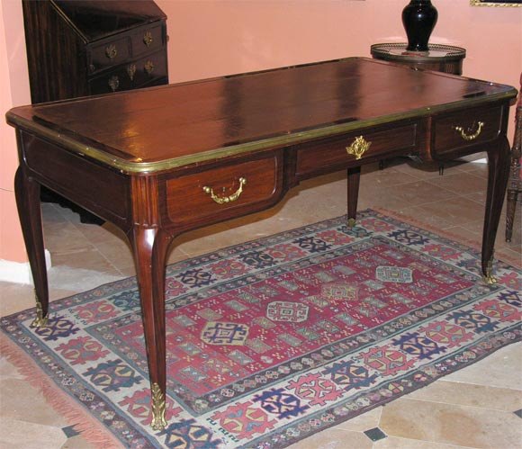 Large Louis XV Leather Top Bureau Plat