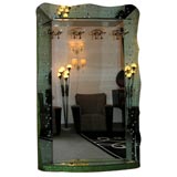 A Spectacular Green Mirrored Hall Hat and Coat Rack
