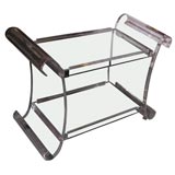 A Lucite and Mirrored Double Tiered Cocktail Cart