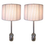 Vintage Pair of Crystal Boudoir Lamps with Custom Shades