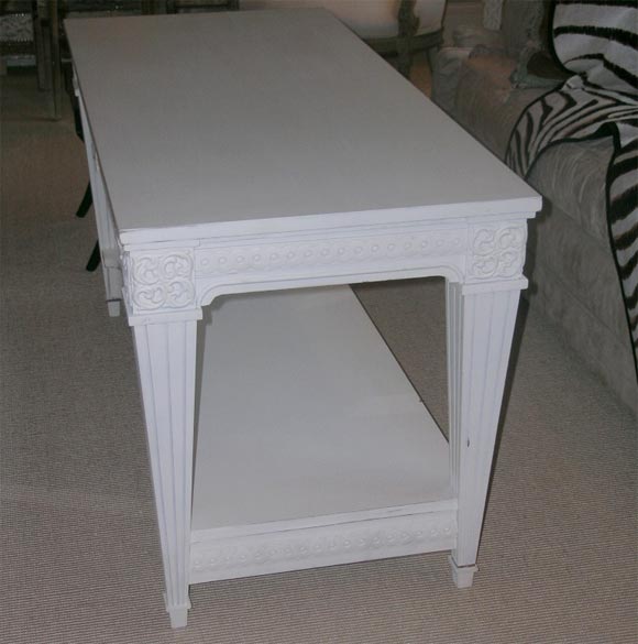 20th Century White Painted Neoclassical 2- Drawer Side Table