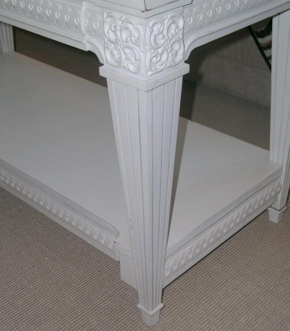 White Painted Neoclassical 2- Drawer Side Table 1