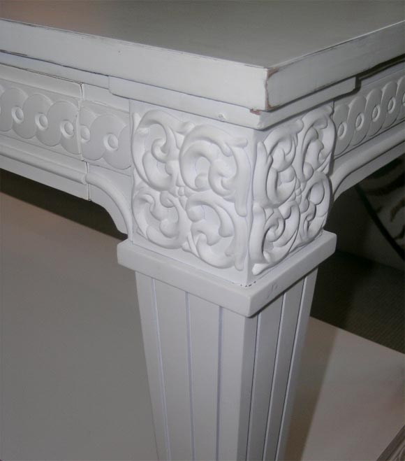 White Painted Neoclassical 2- Drawer Side Table 3