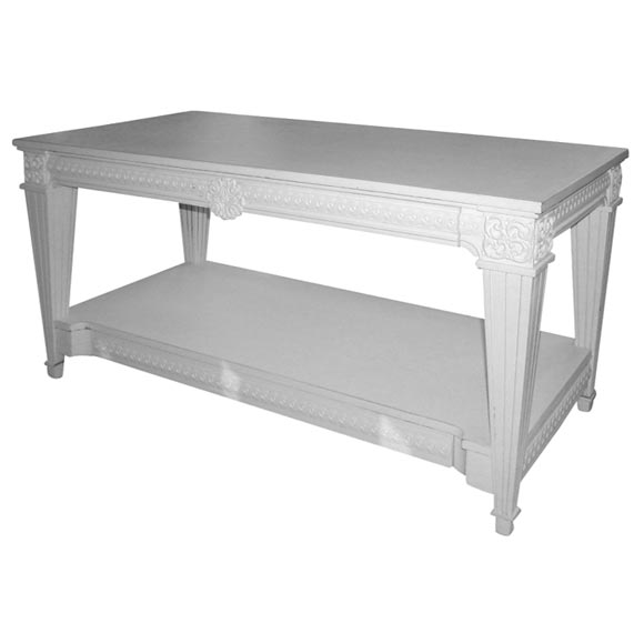 White Painted Neoclassical 2- Drawer Side Table