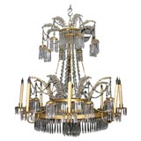 Swedish Neo Classic Bronze and Crystal 8 Lite Chandelier