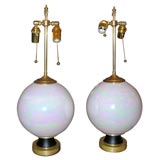 Pair of iridescent glass table lamps