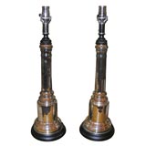 Pair of column and plinth-form table lamps
