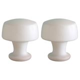 Pair of 60's Frosted Glass Laurel Lamps
