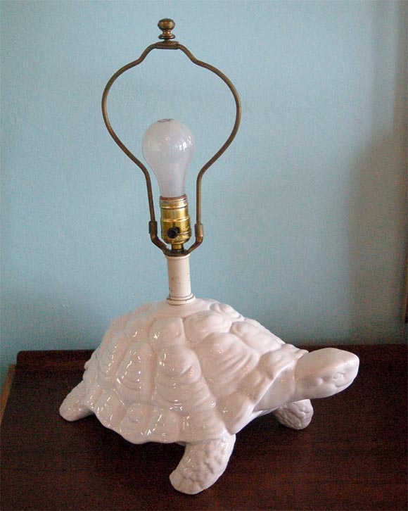 Late 20th Century Charming Italian Ceramic Turtle Lamp