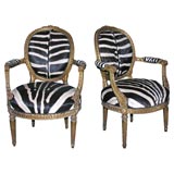 Pair Of Louis XVI Chairs Upholstered In Zebra