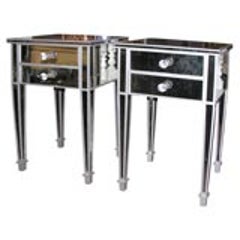 Pair of Custom Mirrored Two-Drawer Commodes 12