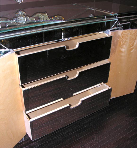 American Large Diamond Front Mirrored Dresser For Sale