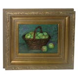 Antique A Basket of Green Apples