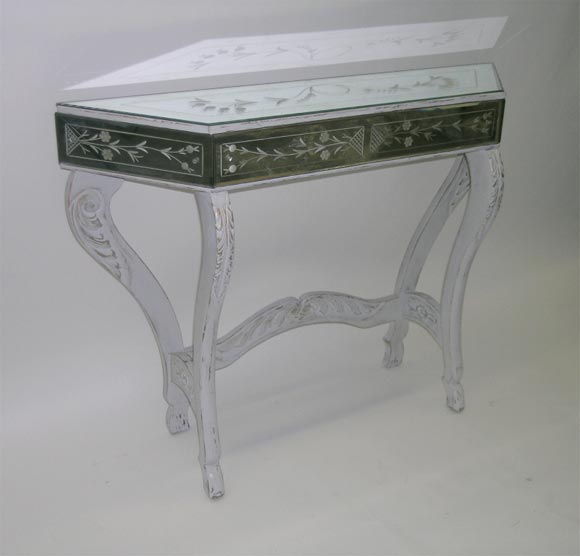 A Venetian Mirrored Console Table.