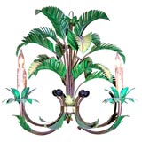 Tole Painted Palm Chandelier