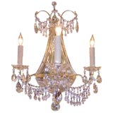 French Four [4] light gilt metal with cut Crystal Center