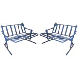 iron chairlift benches from a ski resort