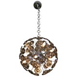 An Amber / Smoked Glass Ball Shaped Chandelier