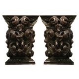 Antique Monumental 17th c  Portuguese Wall Brackets with Putti