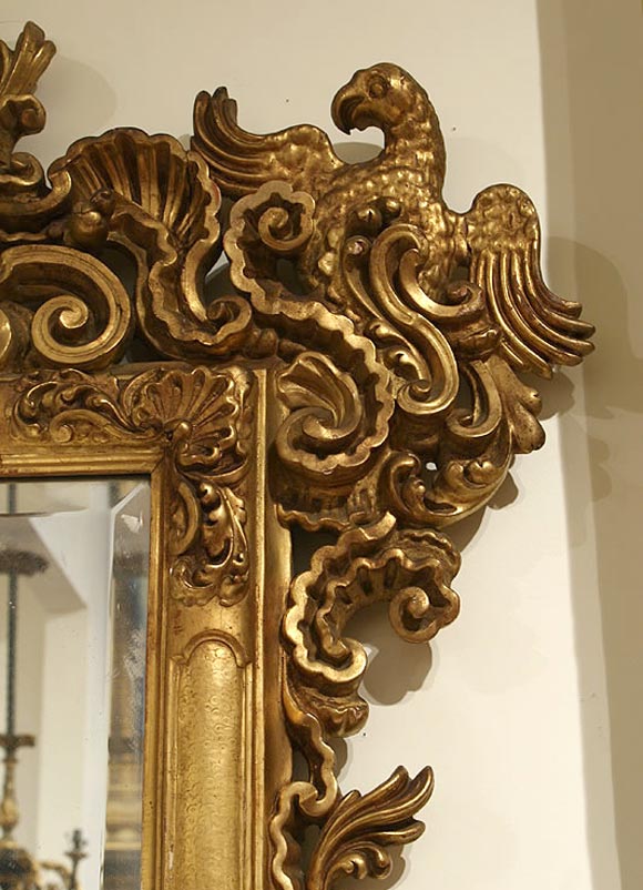French 19th Century Giltwood Mirror with Parrots For Sale 3